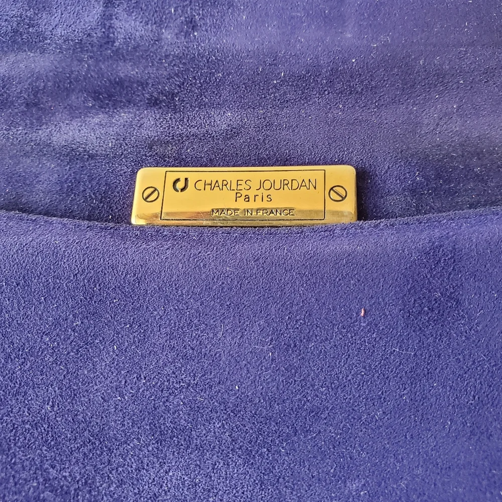 Vintage Charles Jourdan Paris  Purple Suede and Leather Shoulder Bag . - Picture 7 of 8